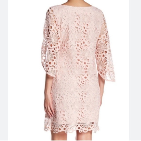 Nanette Lapore NWT lace dress tulip sleeve wedding baby shower barely blush pink - Picture 2 of 16